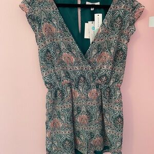 Paisley Print V-Neck Romper